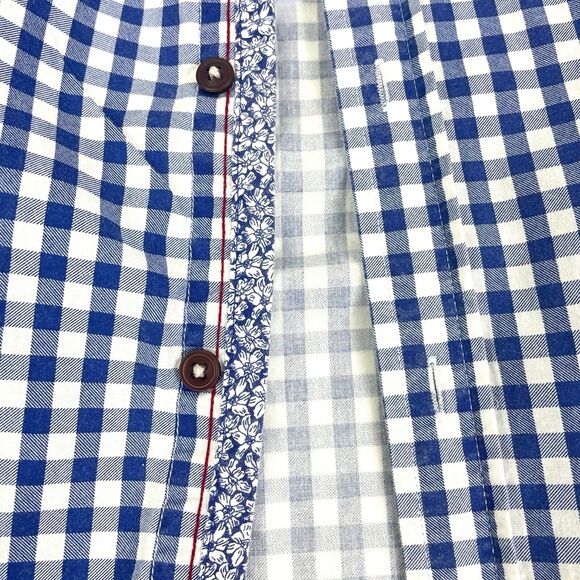 International Report Designed for Fun Blue Gingham Button Shirt Floral Accent L - Picture 4 of 12